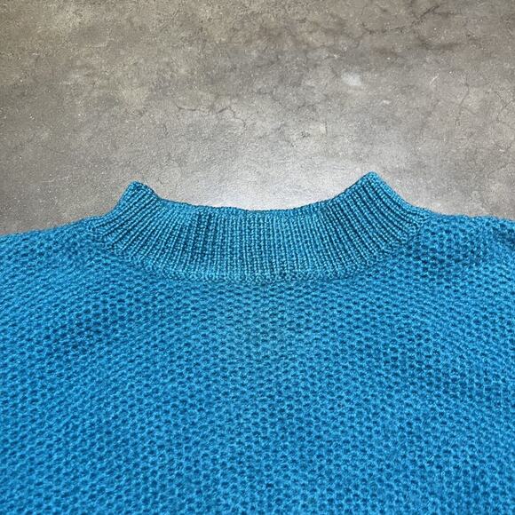 Vintage 70s Meister Turquoise Wool Mock Neck Sweater - Picture 3 of 4
